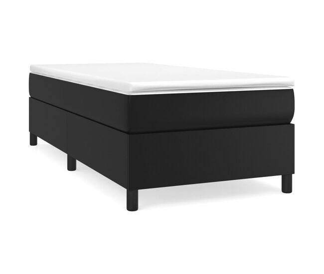 Estructura de cama box spring cuero sintético negro 90x190 cm
