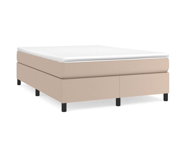 Estructura cama box spring cuero sintético capuchino 140x200 cm