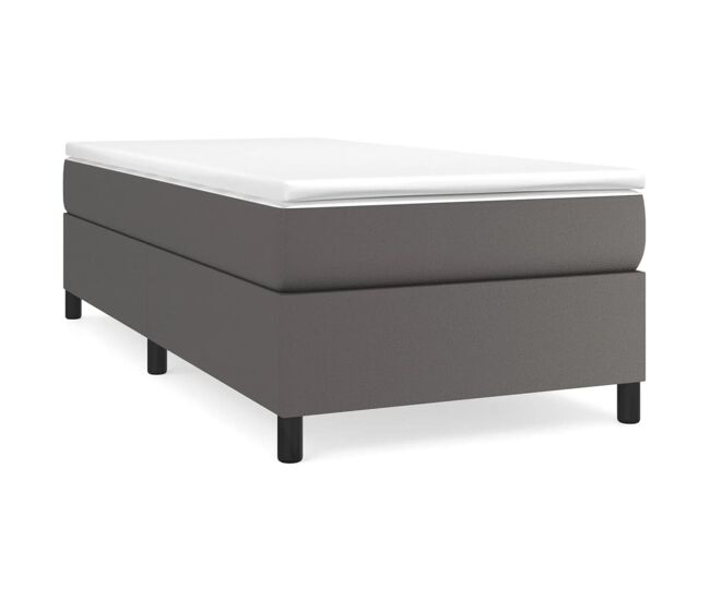 Estructura de cama box spring cuero sintético gris 100x200 cm