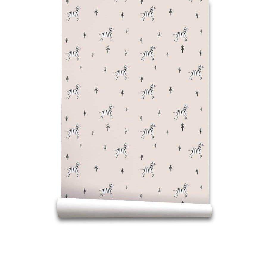 Papel pintado infantil cebra cebra - beige - 1 rollo 55 x 300 cm