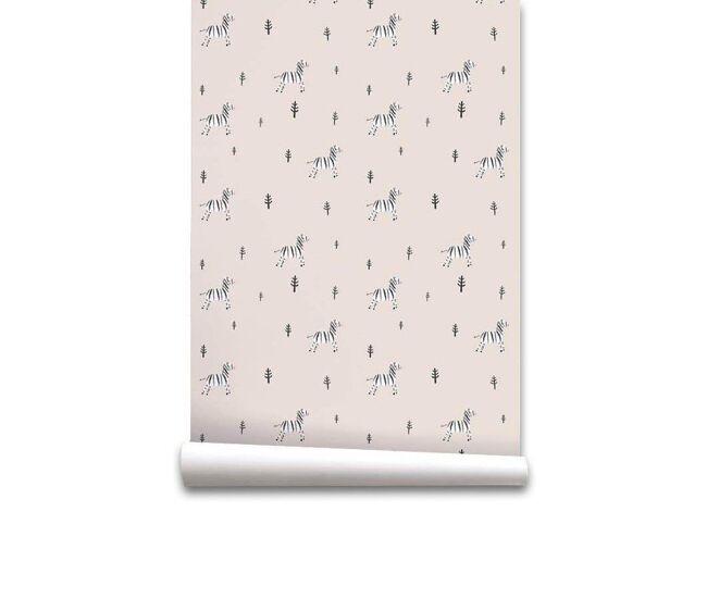 Papel pintado infantil cebra cebra - beige - 1 rollo 55 x 300 cm