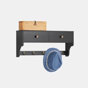 SoBuy FRG178-SCH Cabide de parede moderno com 5 ganchos e 2 gavetas