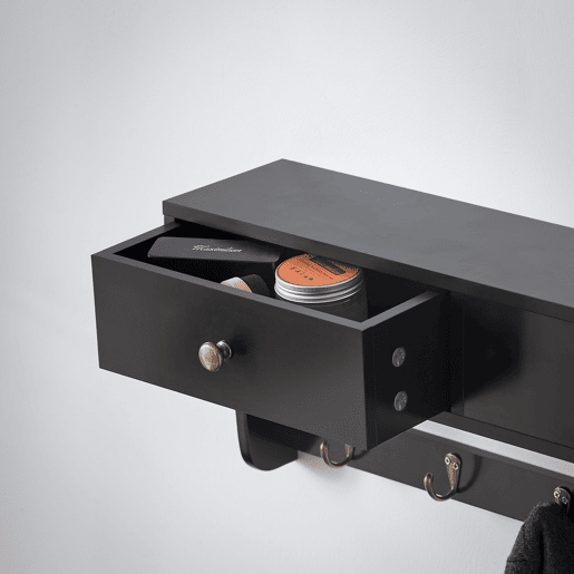 SoBuy FRG178-SCH Cabide de parede moderno com 5 ganchos e 2 gavetas