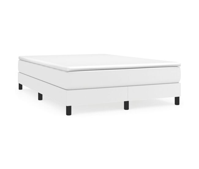Estructura de cama box spring cuero sintético blanco 140x200 cm