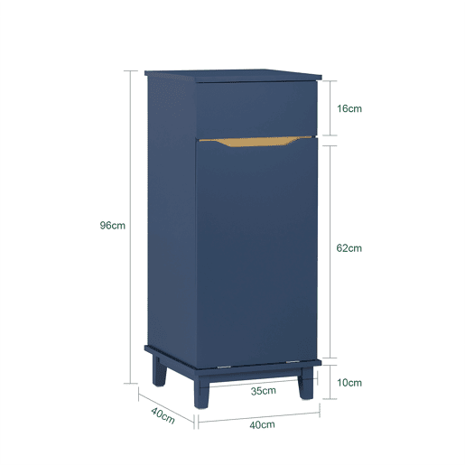 SoBuy BZR114-B Cesto de roupa suja com 1 cesto e 1 gaveta Azul