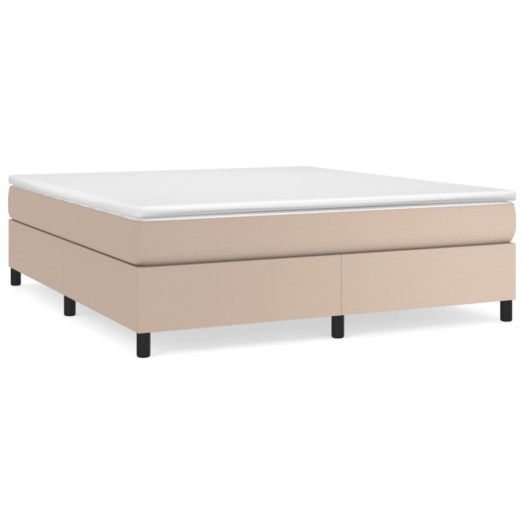 Estructura cama box spring cuero sintético capuchino 160x200 cm