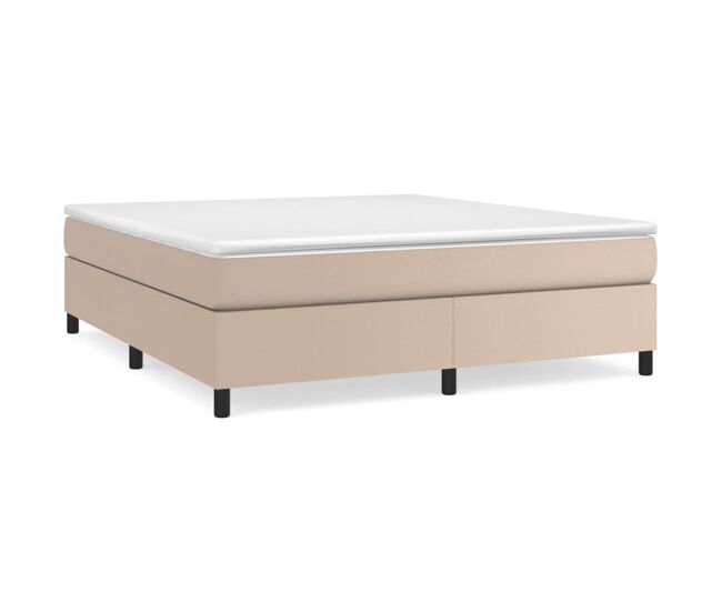 Estructura cama box spring cuero sintético capuchino 160x200 cm