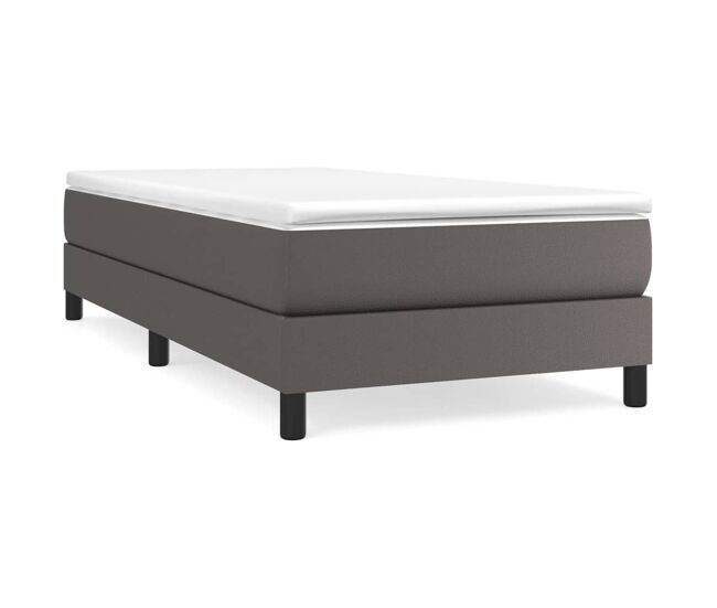 Estructura de cama box spring cuero sintético gris 90x200 cm