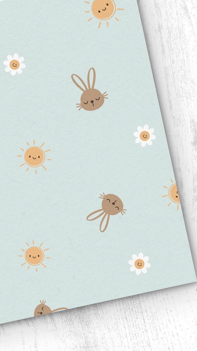 Papel pintado infantil conejito conejito - verde - 1 rollo 55 x 300 cm