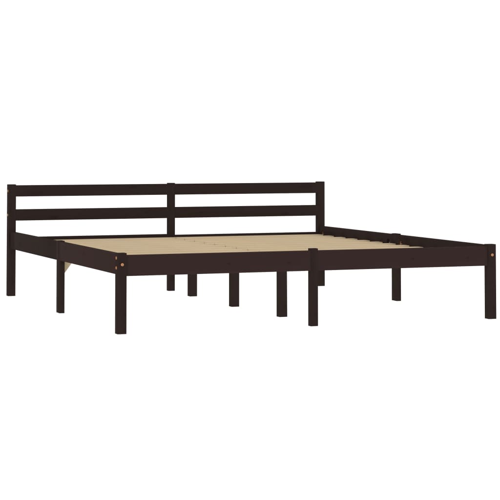Estructura de cama madera maciza pino marrón oscuro 160x200 cm