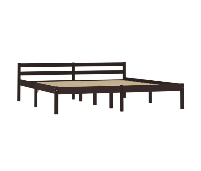 Estructura de cama madera maciza pino marrón oscuro 160x200 cm