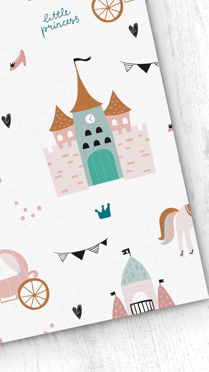 Papel pintado infantil princess princess - multicolor - 1 rollo 55 x 300 cm