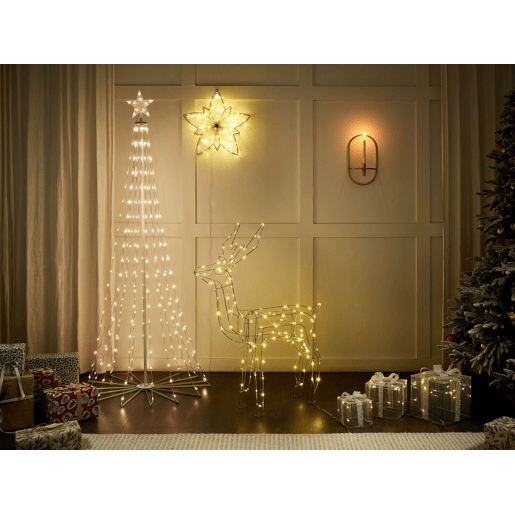 Conjunto de 3 decorações LED para exterior presentes de Natal prateados 25 cm ARNES