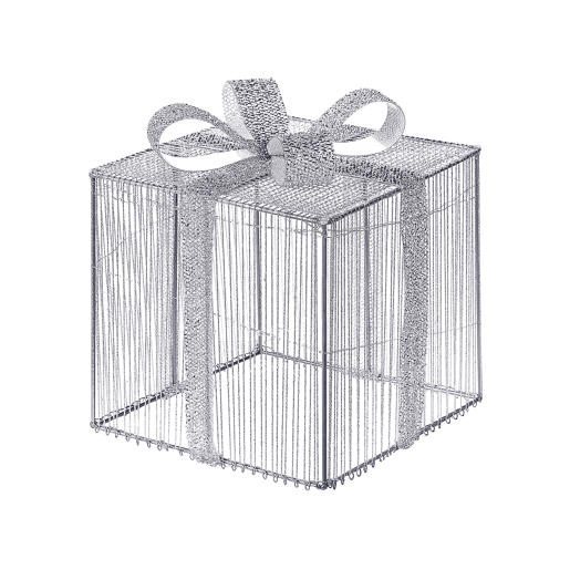 Conjunto de 3 decorações LED para exterior presentes de Natal prateados 25 cm ARNES