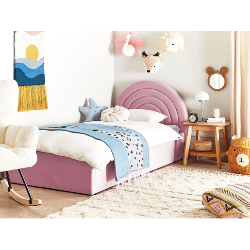 Beliani Cama infantil com arrumação Veludo ANET