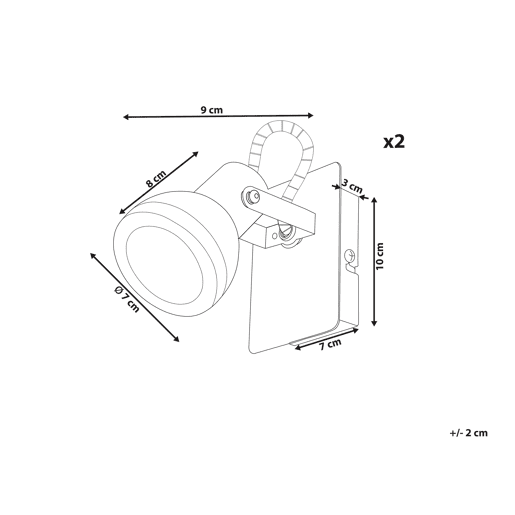 Conjunto de 2 candeeiros de foco BARO Ajustável Metal Branco