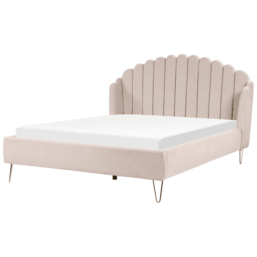 Cama Tecido AMBILLOU 180 x 200 cm Creme claro