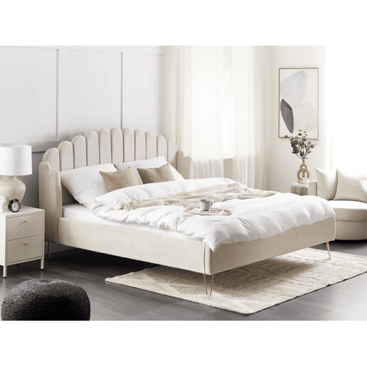 Cama Tecido AMBILLOU 180 x 200 cm Creme claro