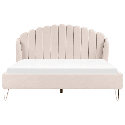 Cama Tecido AMBILLOU 180 x 200 cm Creme claro