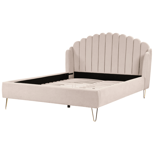 Cama Tecido AMBILLOU 180 x 200 cm Creme claro