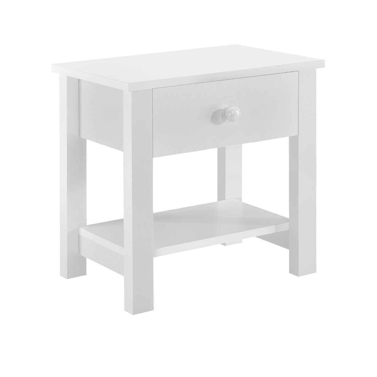 Mesita de noche con cajón mdf 40x30x42 cm -  blanco [en.casa]