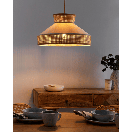 Candeeiro suspenso BATALI Rattan Creme Candeeiro suspenso BATALI Rattan Creme