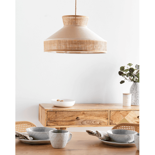 Candeeiro suspenso BATALI Rattan Creme Candeeiro suspenso BATALI Rattan Creme