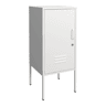 Mesa de cabeceira Hausjärvi com fechadura e ranhuras de ventilação 85 x 35 x 35 cm aço - Branco en.casa