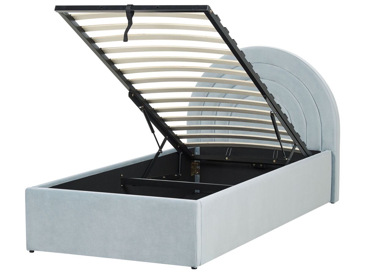 Beliani Cama infantil con almacenaje Terciopelo ANET 98x218 Azul Claro