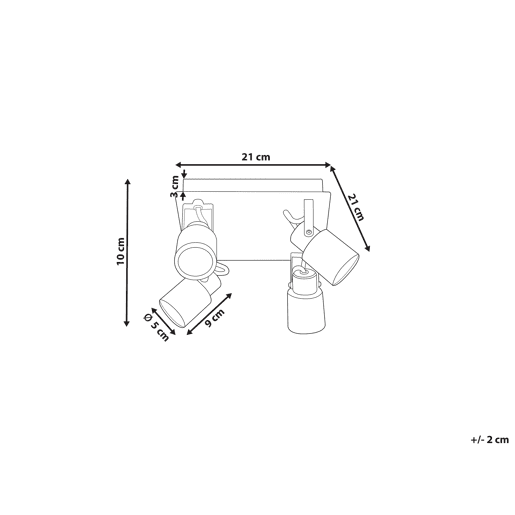 Candeeiro com 4 focos BONTE Ajustável Metal Latão