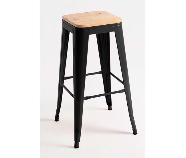 Pack 2 taburetes torix altos madera natural - negro