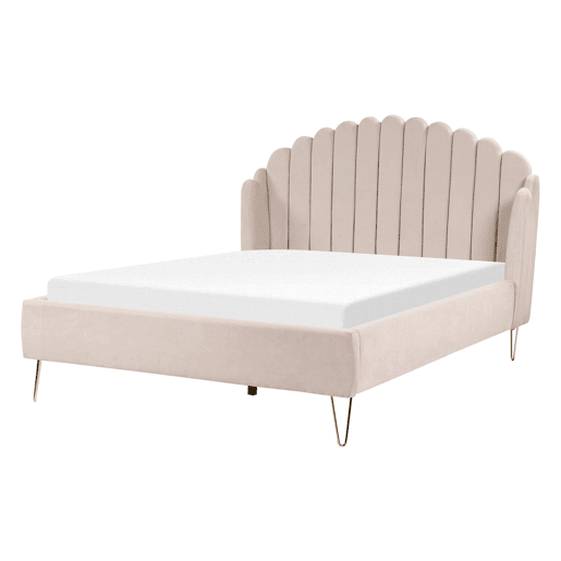 Cama Tecido AMBILLOU 140 x 200 cm Creme claro