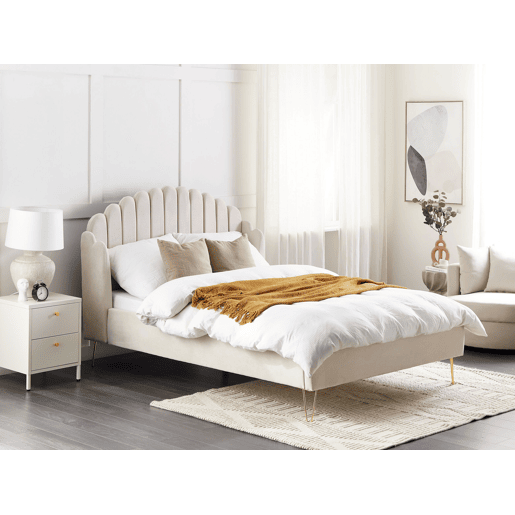 Cama Tecido AMBILLOU 140 x 200 cm Creme claro