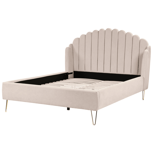 Cama Tecido AMBILLOU 140 x 200 cm Creme claro