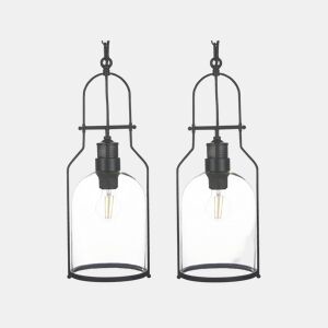 Conjunto de 2 candeeiros suspensos BASHILO Metal Preto