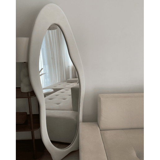 Espelho REIGNY 57 cm 160 cm Veludo Branco