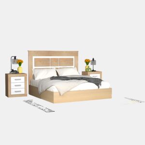 Cabeceira Kira com mesas de cabeceira Cambria - Branco 160 x 119 x 4 cm