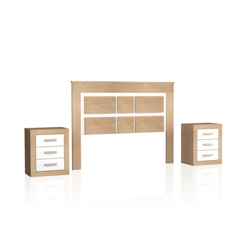 Cabeceira Kira com mesas de cabeceira Cambria - Branco 160 x 119 x 4 cm