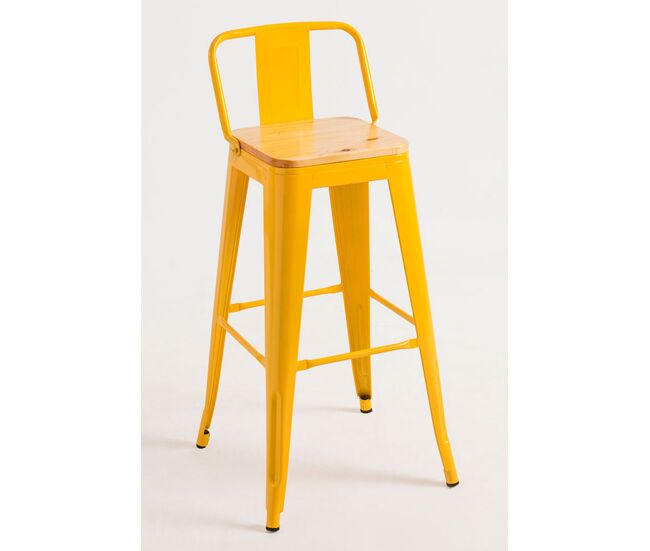 Pack 2 taburetes torix respaldo madera natural - amarillo