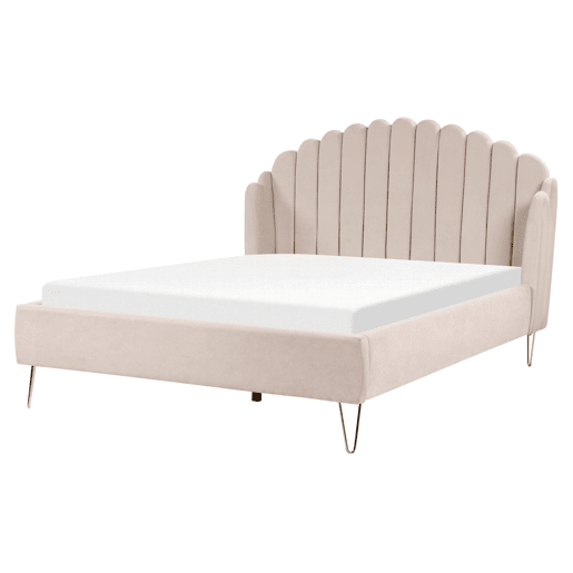 Cama Tecido AMBILLOU 160 x 200 cm Creme claro