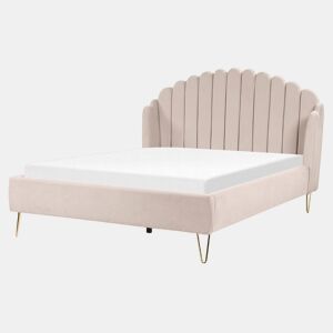 Cama Tecido AMBILLOU 160 x 200 cm Creme claro