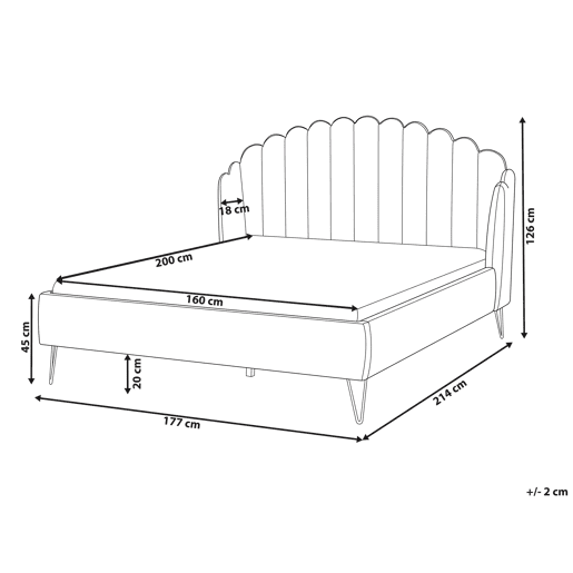 Cama Tecido AMBILLOU 160 x 200 cm Creme claro