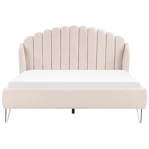 Cama Tecido AMBILLOU 160 x 200 cm Creme claro
