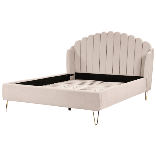 Cama Tecido AMBILLOU 160 x 200 cm Creme claro