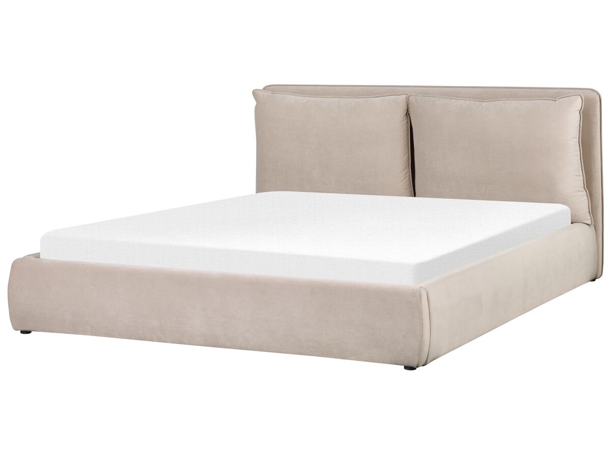 Beliani Cama con almacenaje Terciopelo BAJONNA 204x235 Beige