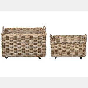 Conjunto de 2 cestos KITIM com rodas Rattan Natural