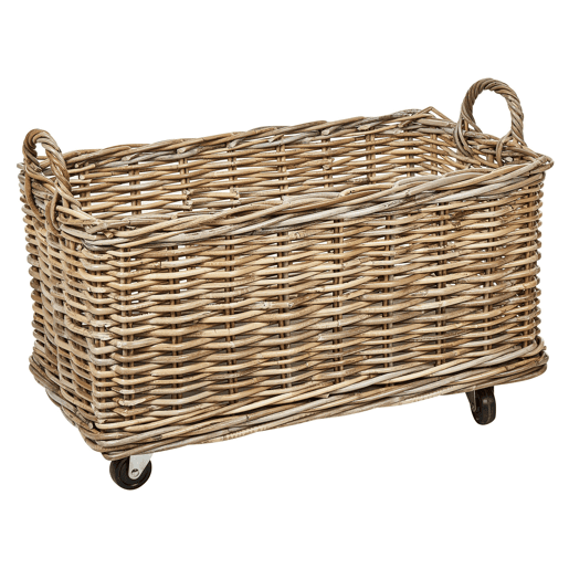 Conjunto de 2 cestos KITIM com rodas Rattan Natural
