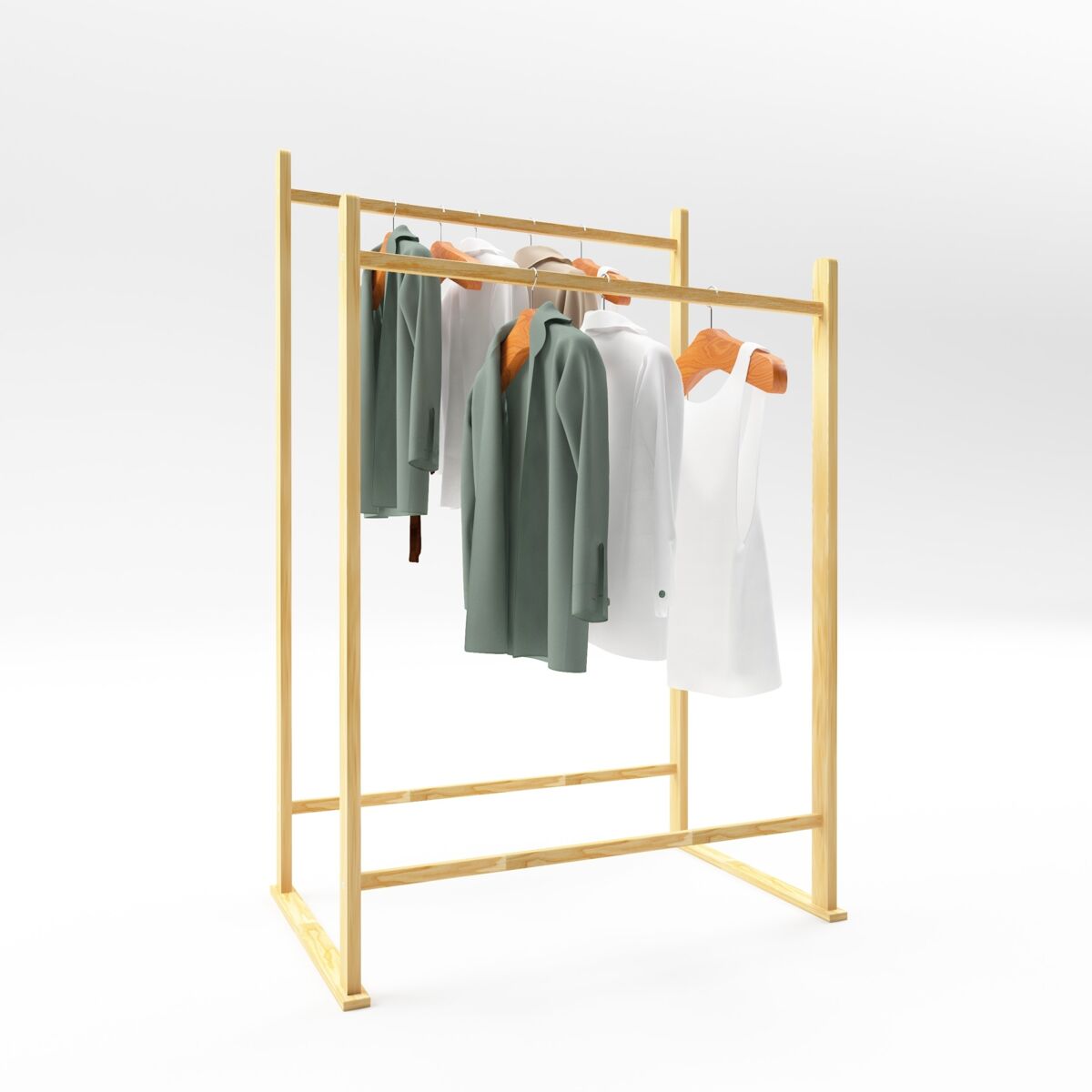 Perchero burro marieham 2 barras pino 122x80x50cm - natural [en.casa]