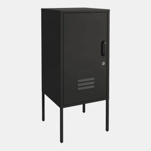 Mesa de cabeceira Hausjärvi com fechadura e ranhuras de ventilação 85 x 35 x 35 cm aço - Preto en.casa