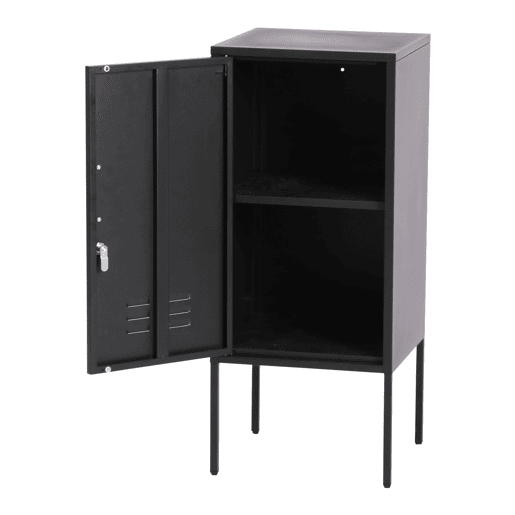 Mesa de cabeceira Hausjärvi com fechadura e ranhuras de ventilação 85 x 35 x 35 cm aço - Preto en.casa